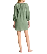 Tommy Bahama Beachy Stripe Woven Split V-Neck Tunic Swim Cover-Up