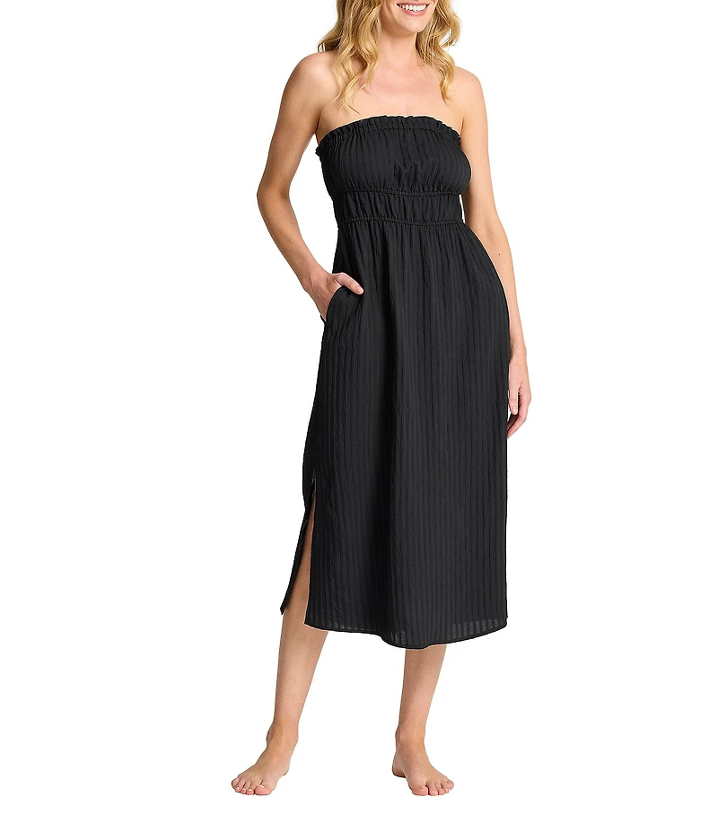 Tommy Bahama Beachy Woven Strapless Midi Dress Swim Cover-Up