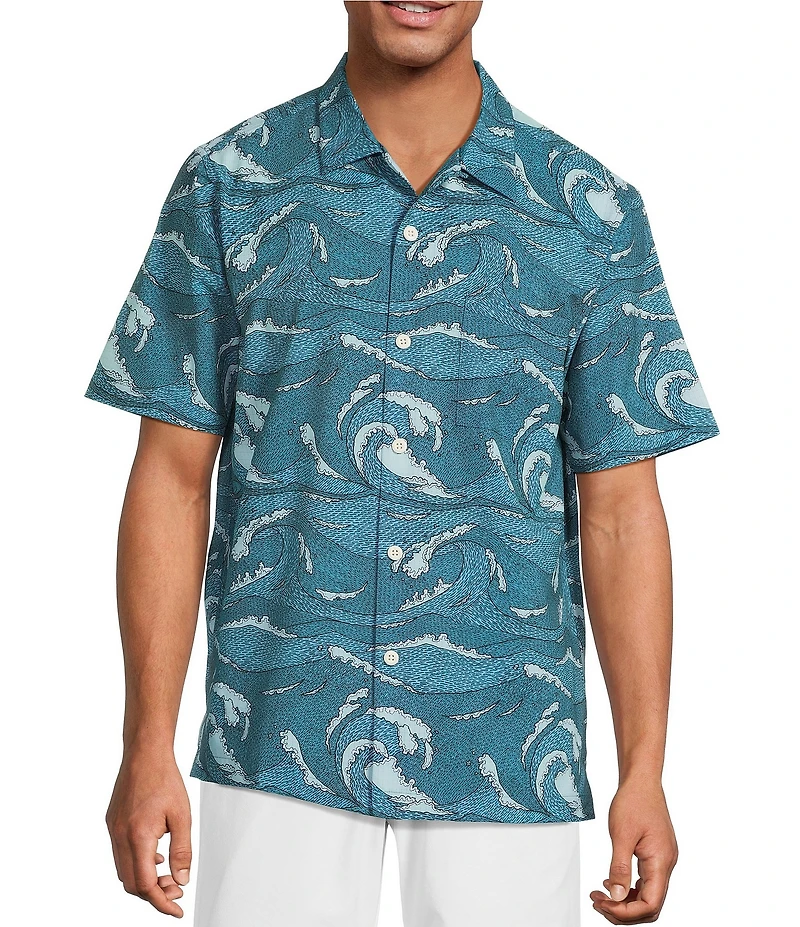 Tommy Bahama Big & Tall Bahama Coast Wavescape Oasis Short Sleeve Woven Shirt
