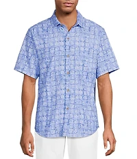Tommy Bahama Big & Tall Coastal Ease Carrico Tiles Short Sleeve Woven Shirt