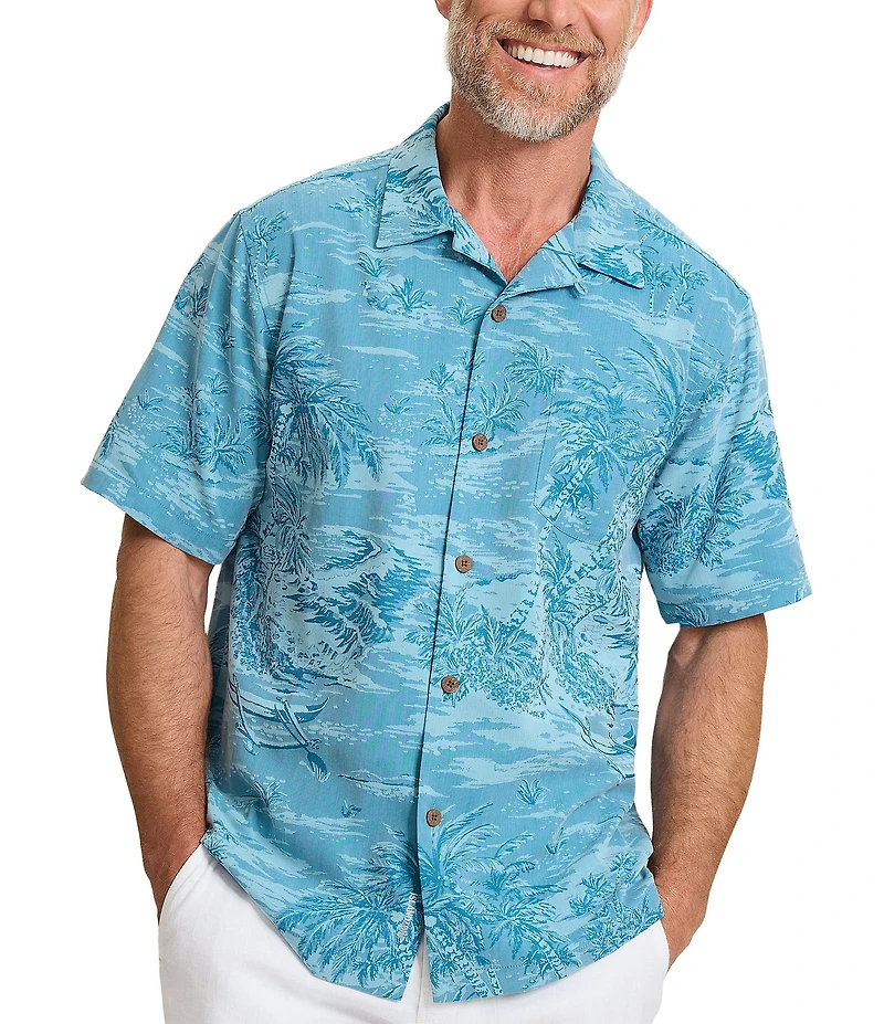 Tommy Bahama Big & Tall Coastal Ease Palms Short Sleeve Woven Camp Shirt