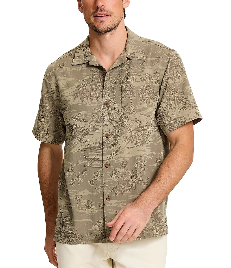 Tommy Bahama Big & Tall Coastal Ease Palms Short Sleeve Woven Camp Shirt
