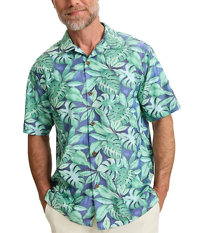Tommy Bahama Big & Tall Coastal Ease Tropic Fringe Short Sleeve Woven Shirt