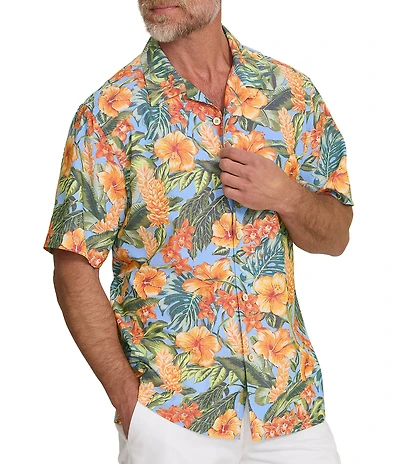 Tommy Bahama Big & Tall Coastal Ease Tropical Golden Gardens Short Sleeve Woven Camp Shirt