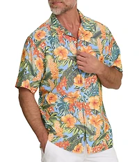 Tommy Bahama Big & Tall Coastal Ease Tropical Golden Gardens Short Sleeve Woven Camp Shirt