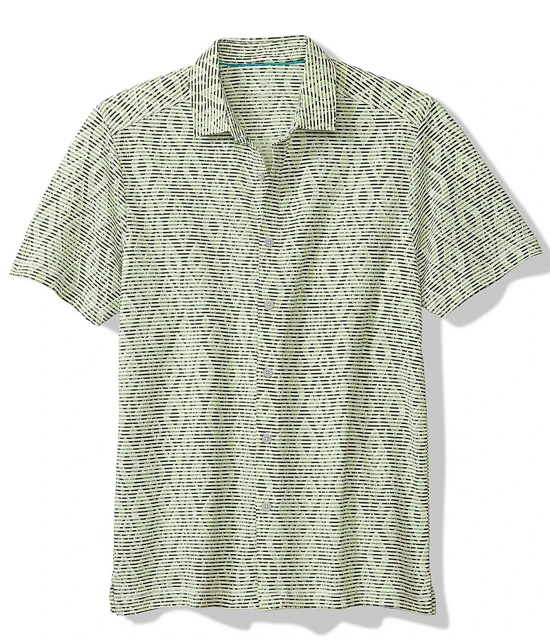 Tommy Bahama Big & Tall Costa Wave Diamond Club Performance Stretch Short Sleeve Woven Shirt