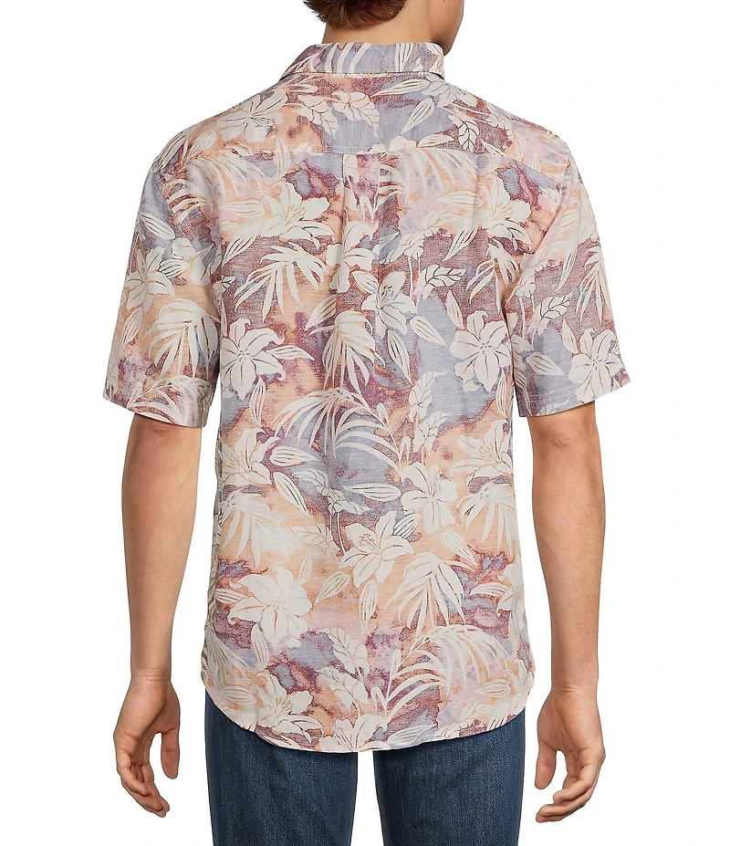 Tommy Bahama Big & Tall Linen Sunset Ombre Floral Short Sleeve Woven Shirt
