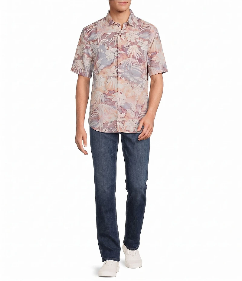 Tommy Bahama Big & Tall Linen Sunset Ombre Floral Short Sleeve Woven Shirt