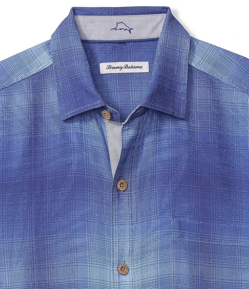 Tommy Bahama Big & Tall Madera Ombre Plaid Short Sleeve Woven Shirt