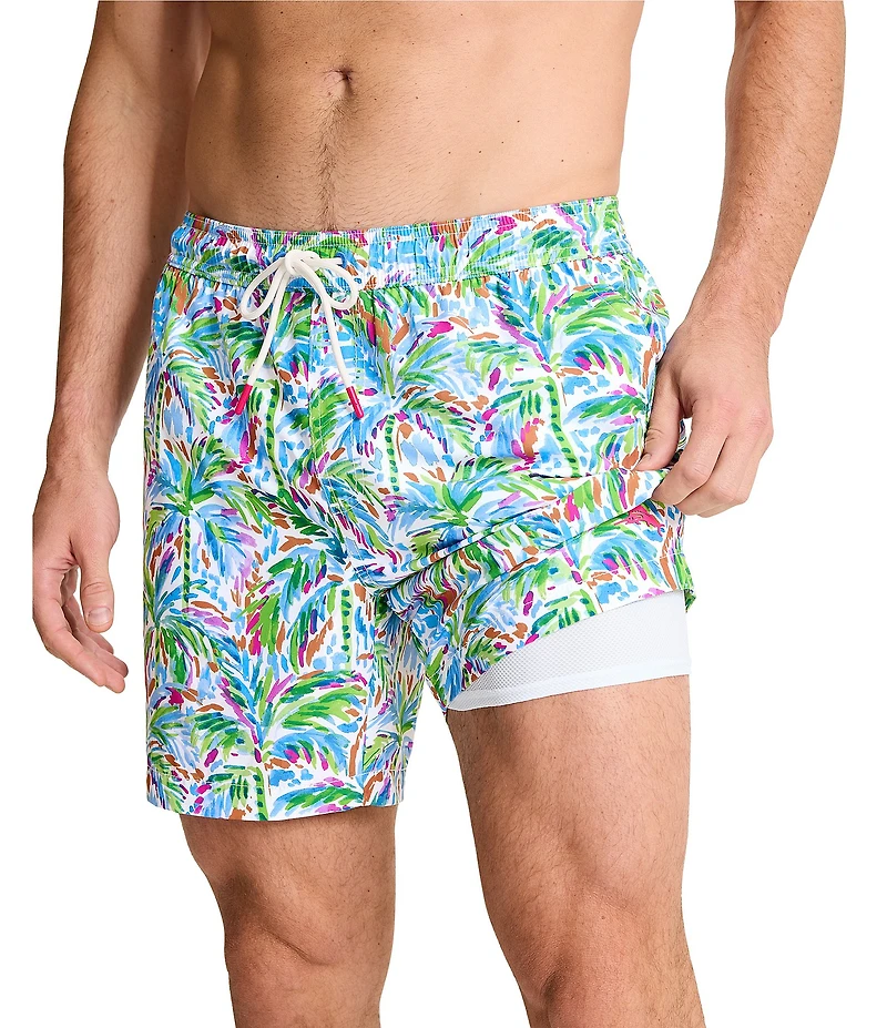 Tommy Bahama Big & Tall Naples Poolside Palms 6#double; Inseam and 7#double; Inseam Swim Trunks