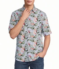 Tommy Bahama Big & Tall Nova Wave Blue Sky Vines Short Sleeve Woven Shirt