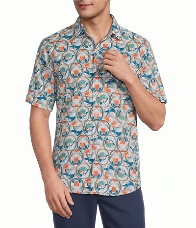 Tommy Bahama Big & Tall Nova Wave Glass Half Full Short Sleeve Woven Shirt