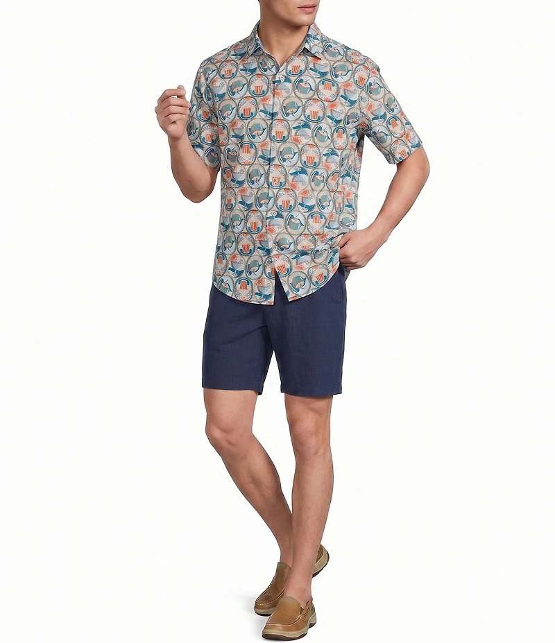 Tommy Bahama Big & Tall Nova Wave Glass Half Full Short Sleeve Woven Shirt