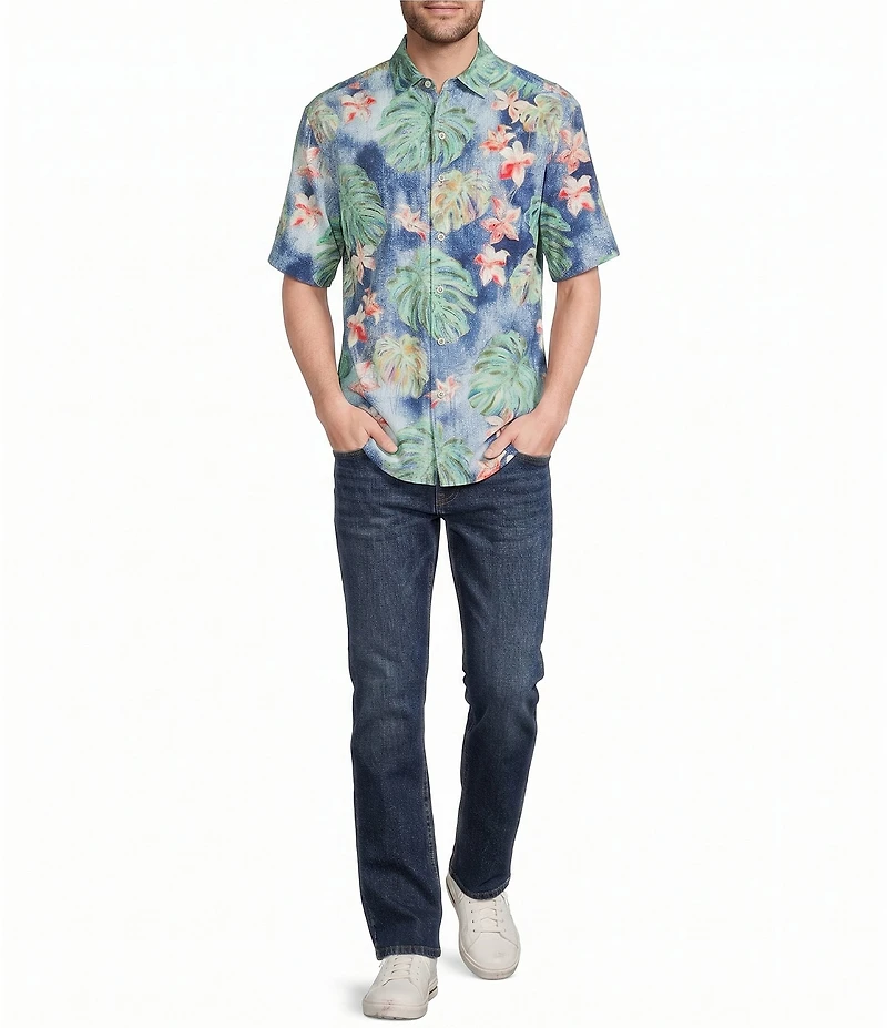 Tommy Bahama Big & Tall Nova Wave Mira Jungle Floral Short Sleeve Woven Shirt