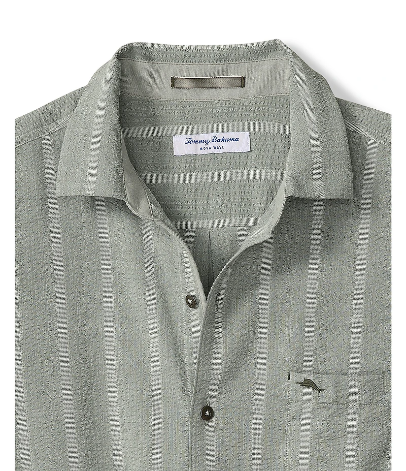 Tommy Bahama Big & Tall Nova Wave Veritcal Stripe Short Sleeve Button Front Woven Shirt