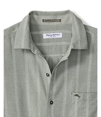 Tommy Bahama Big & Tall Nova Wave Veritcal Stripe Short Sleeve Button Front Woven Shirt