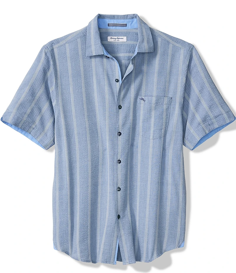 Tommy Bahama Big & Tall Nova Wave Veritcal Stripe Short Sleeve Button Front Woven Shirt