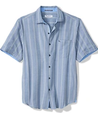 Tommy Bahama Big & Tall Nova Wave Veritcal Stripe Short Sleeve Button Front Woven Shirt