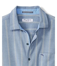 Tommy Bahama Big & Tall Nova Wave Veritcal Stripe Short Sleeve Button Front Woven Shirt