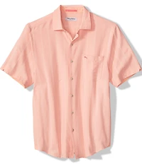 Tommy Bahama Big & Tall Nova Wave Veritcal Stripe Short Sleeve Button Front Woven Shirt