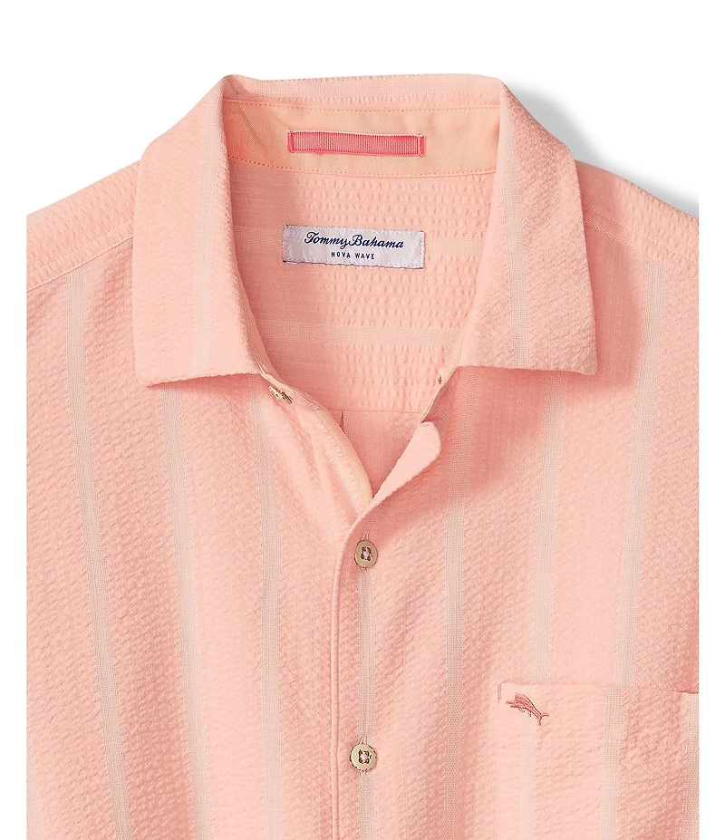 Tommy Bahama Big & Tall Nova Wave Veritcal Stripe Short Sleeve Button Front Woven Shirt