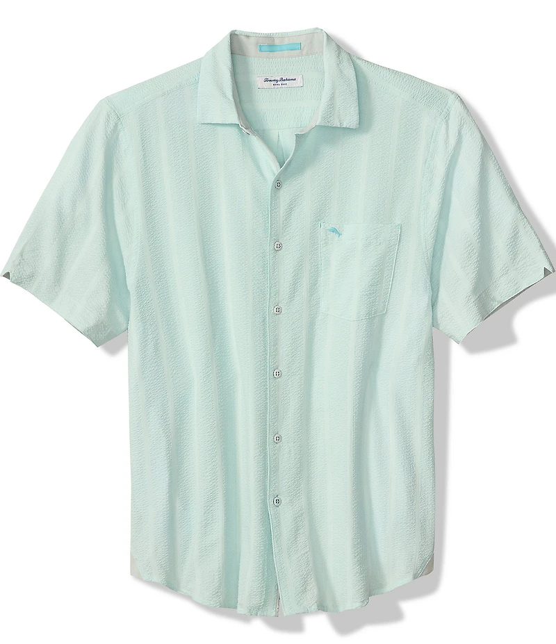 Tommy Bahama Big & Tall Nova Wave Veritcal Stripe Short Sleeve Button Front Woven Shirt
