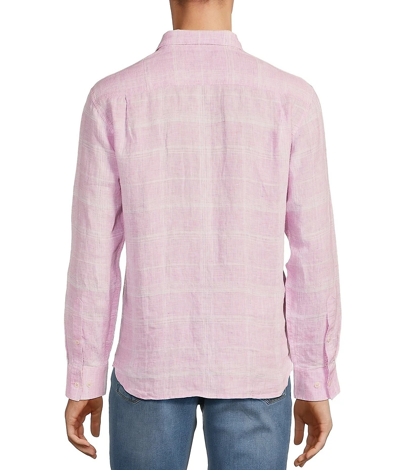 Tommy Bahama Big & Tall Paradisco Plaid Linen Long Sleeve Woven Shirt