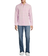 Tommy Bahama Big & Tall Paradisco Plaid Linen Long Sleeve Woven Shirt