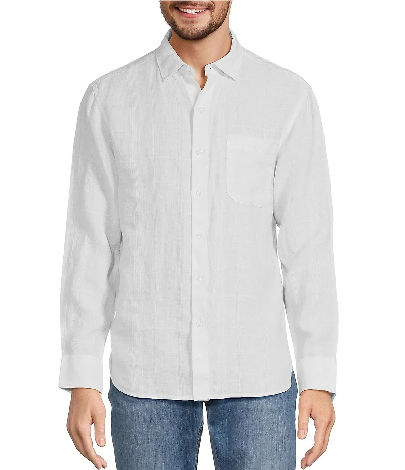 Tommy Bahama Big & Tall Paradisco Plaid Linen Long Sleeve Woven Shirt
