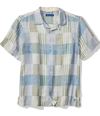 Tommy Bahama Big & Tall Patchwork Sands Linen Blend Short Sleeve Woven Camp Shirt