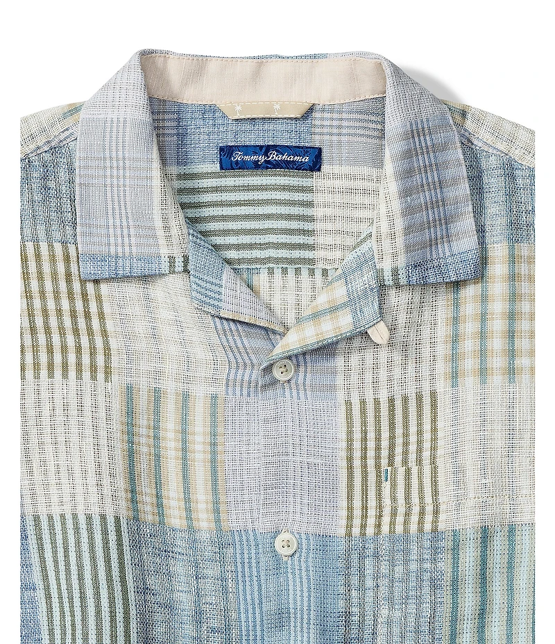 Tommy Bahama Big & Tall Patchwork Sands Linen Blend Short Sleeve Woven Camp Shirt