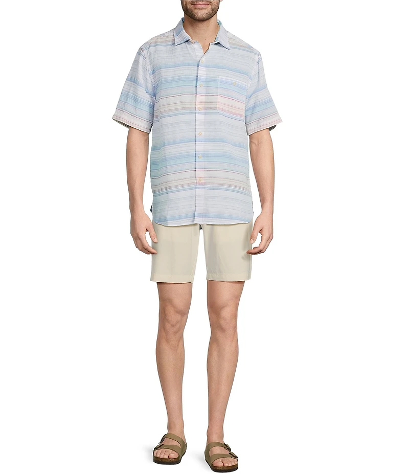 Tommy Bahama Big & Tall Sand Linen Sicily Stripe Short Sleeve Woven Shirt