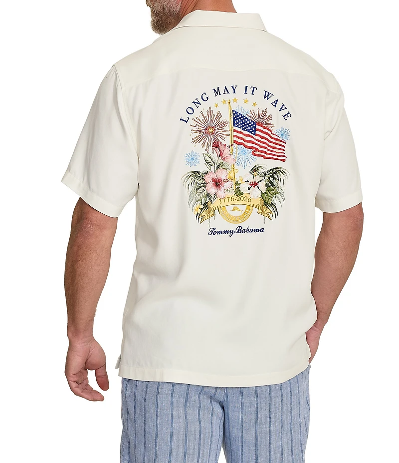 Tommy Bahama Big & Tall Stars & Stripes Short Sleeve Woven Camp Shirt