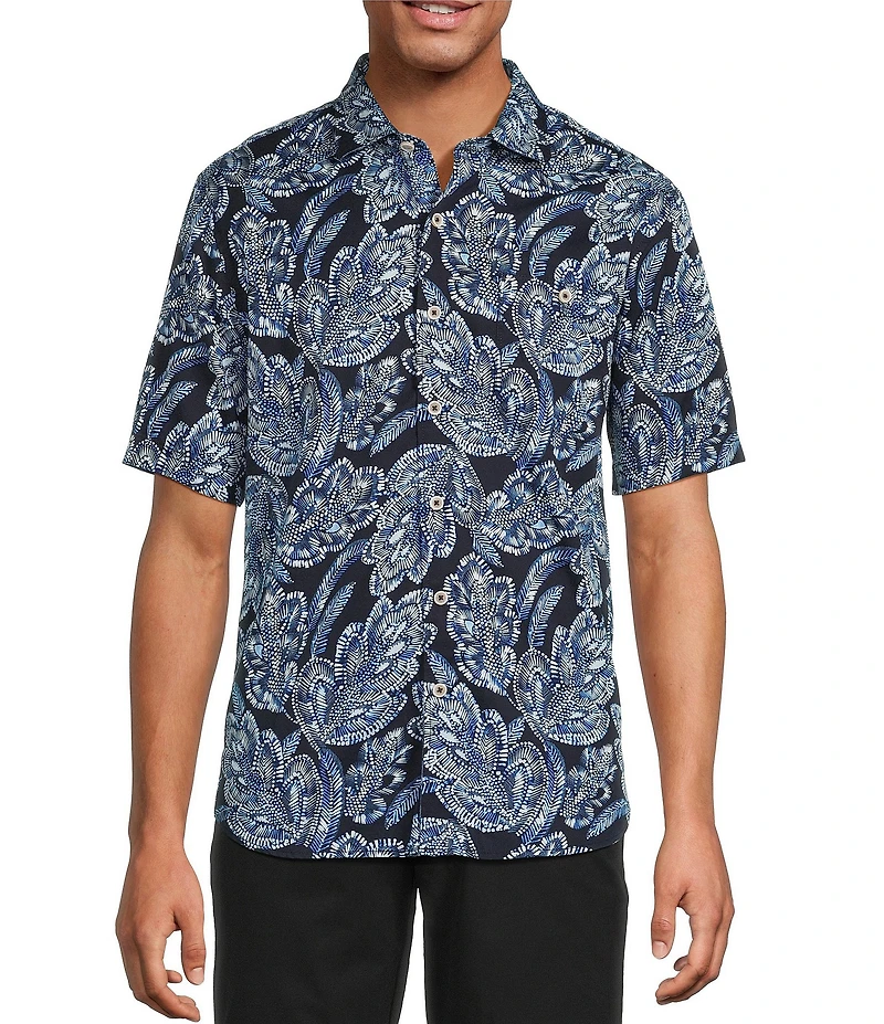Tommy Bahama Big & Tall Tortola Midnight Blues Short Sleeve Woven Shirt
