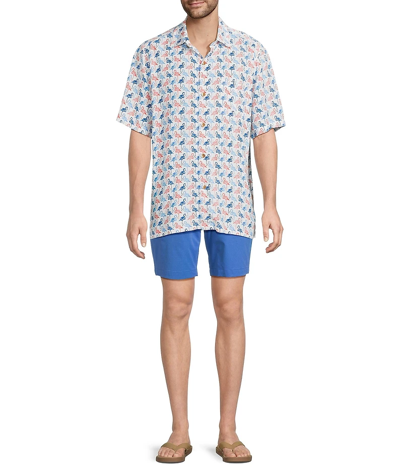 Tommy Bahama Big & Tall Veracruz Cay Flamingo Mingle Short Sleeve Woven Shirt