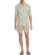 Tommy Bahama Big & Tall Veracruz Cay Lemon Lounge Short Sleeve Woven Camp Shirt