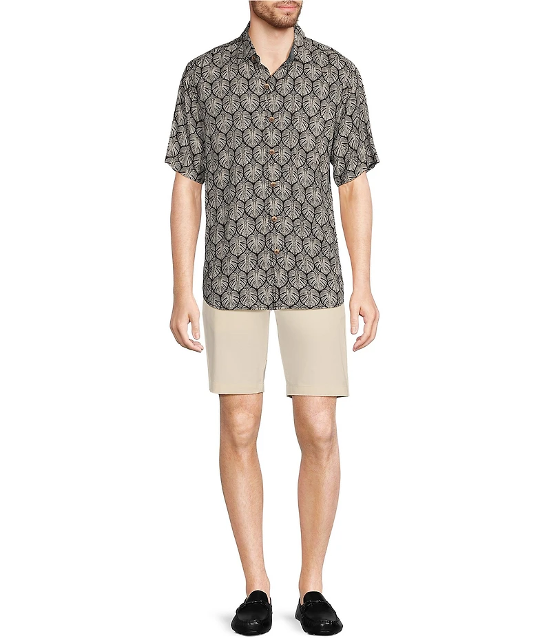 Tommy Bahama Big & Tall Veracruz Cay Monstera Tiles Short Sleeve Woven Shirt