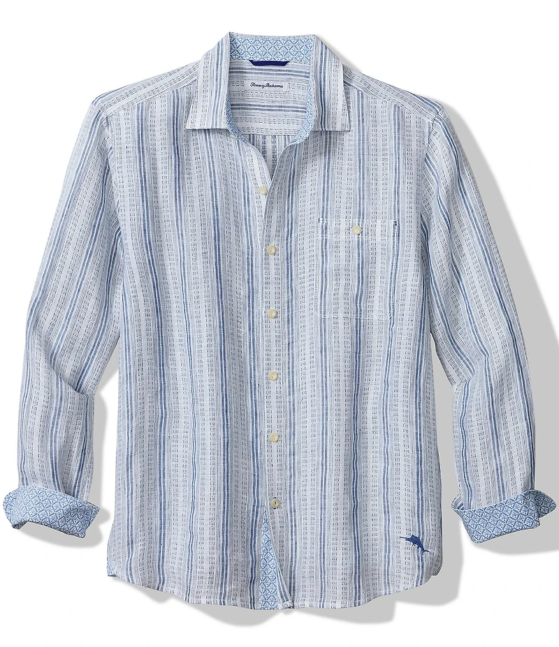 Tommy Bahama Blue Royale Stripe Long Sleeve Woven Shirt