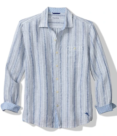 Tommy Bahama Blue Royale Stripe Long Sleeve Woven Shirt