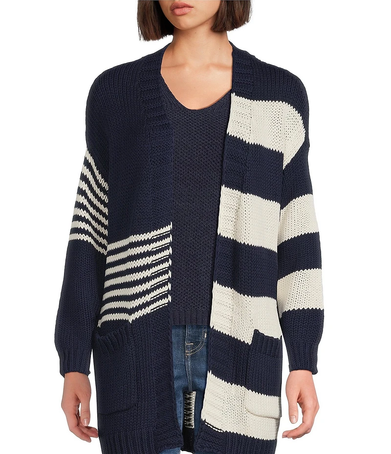 Tommy Bahama Boardwalk Stripe V-Neck Long Sleeve Button Front Cardigan