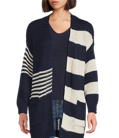 Tommy Bahama Boardwalk Stripe V-Neck Long Sleeve Button Front Cardigan