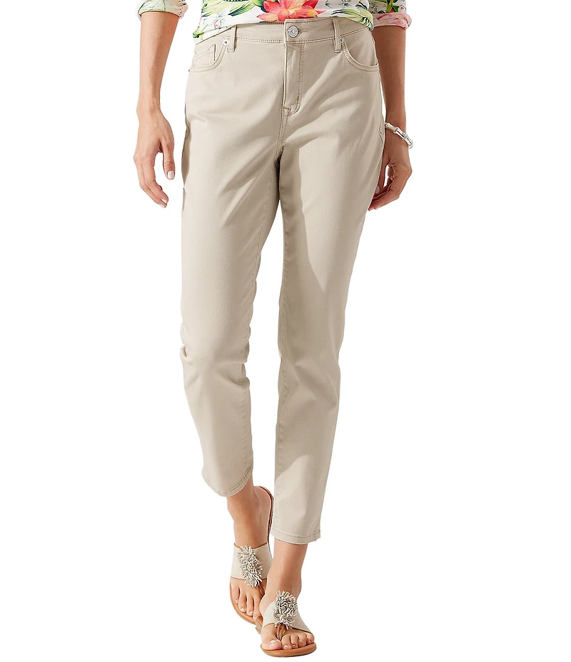 Tommy Bahama Boracay Beach Cotton Blend Stretch Sateen High Rise Ankle Jeans