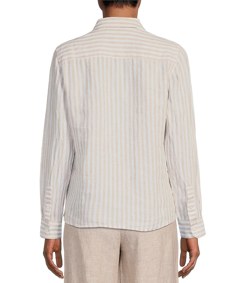 Tommy Bahama Cabana Woven Striped Print Point Collar Long Sleeve Shirt