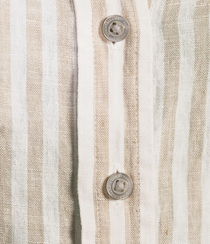 Tommy Bahama Cabana Woven Striped Print Point Collar Long Sleeve Shirt