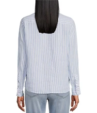 Tommy Bahama Cabana Woven Striped Print Point Collar Long Sleeve Shirt