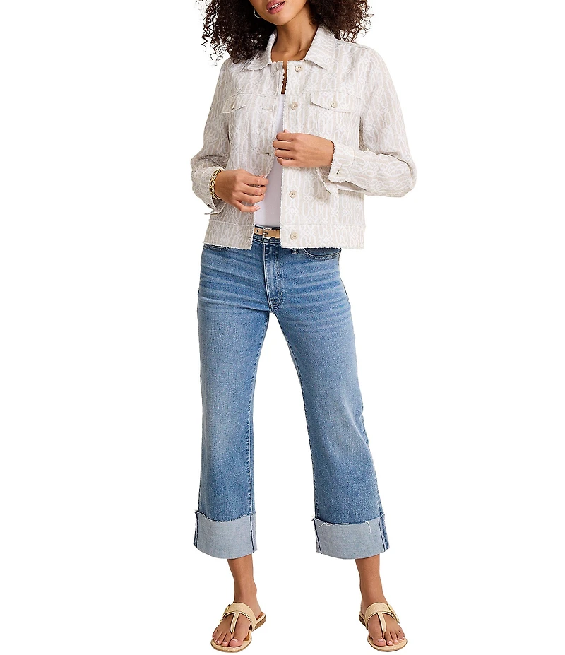 Tommy Bahama Canopy Shores Two Palms Linen Chain Point Collar Long Sleeve Button Front Jacket