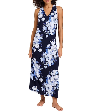 Tommy Bahama Carmela Floral Garden V-Neck Sleeveless A-Line Maxi Dress