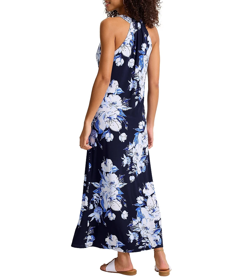 Tommy Bahama Carmela Floral Garden V-Neck Sleeveless A-Line Maxi Dress