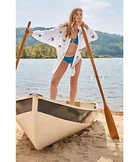 Tommy Bahama Catalina Embroidered Boyfriend Shirt Swim Cover-Up