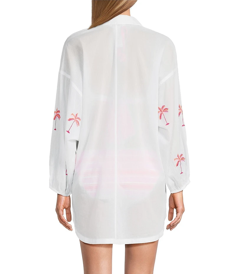 Tommy Bahama Catalina Embroidered Boyfriend Shirt Swim Cover-Up